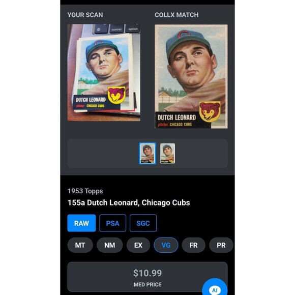 Chicago Cubs Dutch Leonard 1953 Topps Baseball Card #155 - Vintage Collectible - Picture 6 of 6